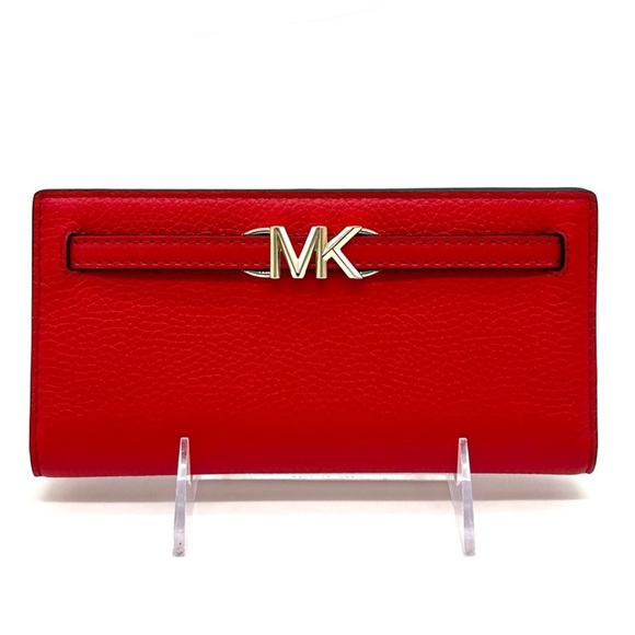 Michael Kors Reed Large Snap Bifold Wallet Bright Red - Picture 2 of 9